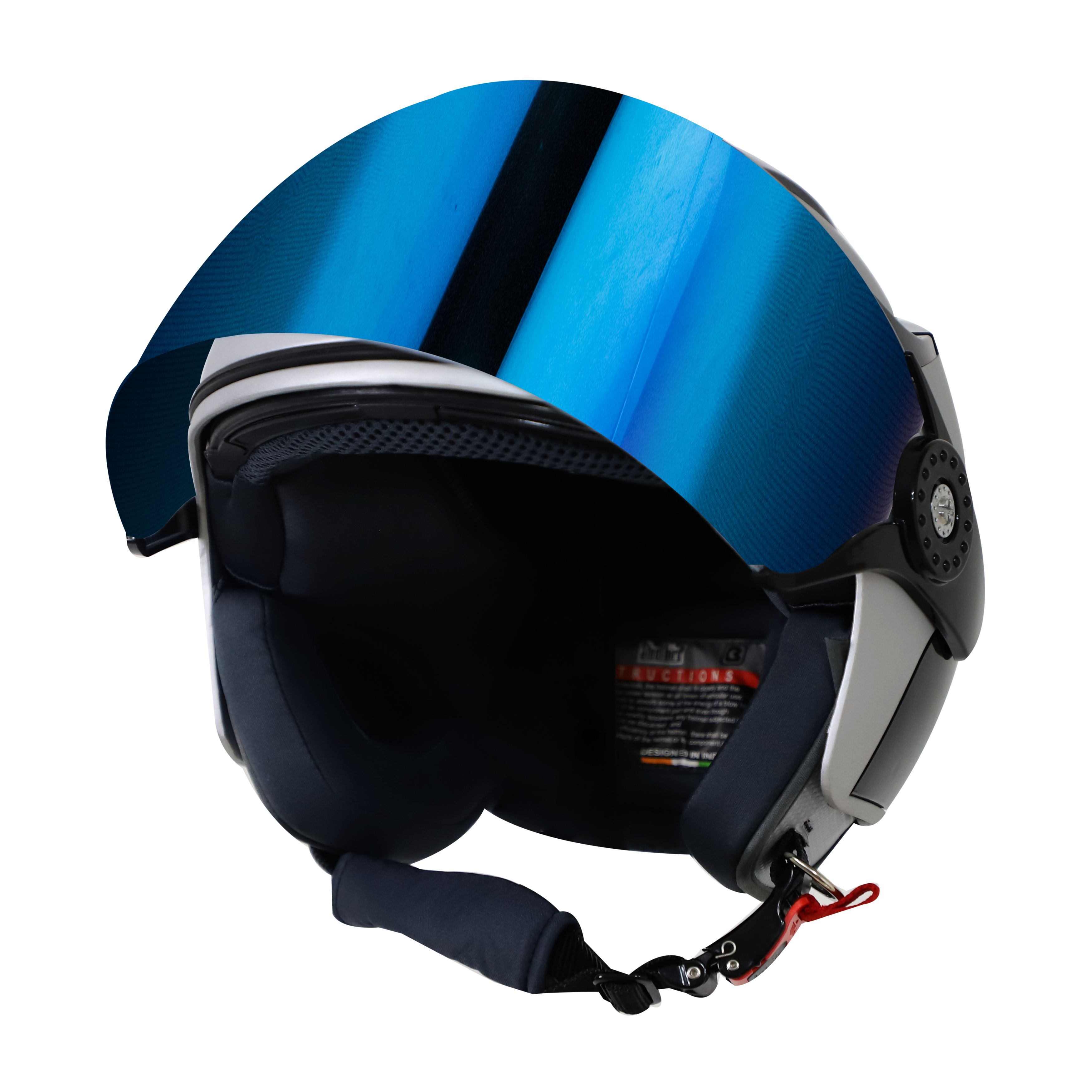 SB-29 AER MAT SILVER WITH BLACK (FITTED WITH CLEAR VISOR WITH EXTRA CHROME BLUE VISOR FREE) 